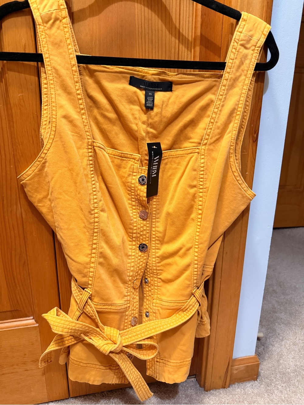 White House Black Market Golden Yellow Button-Front Tank